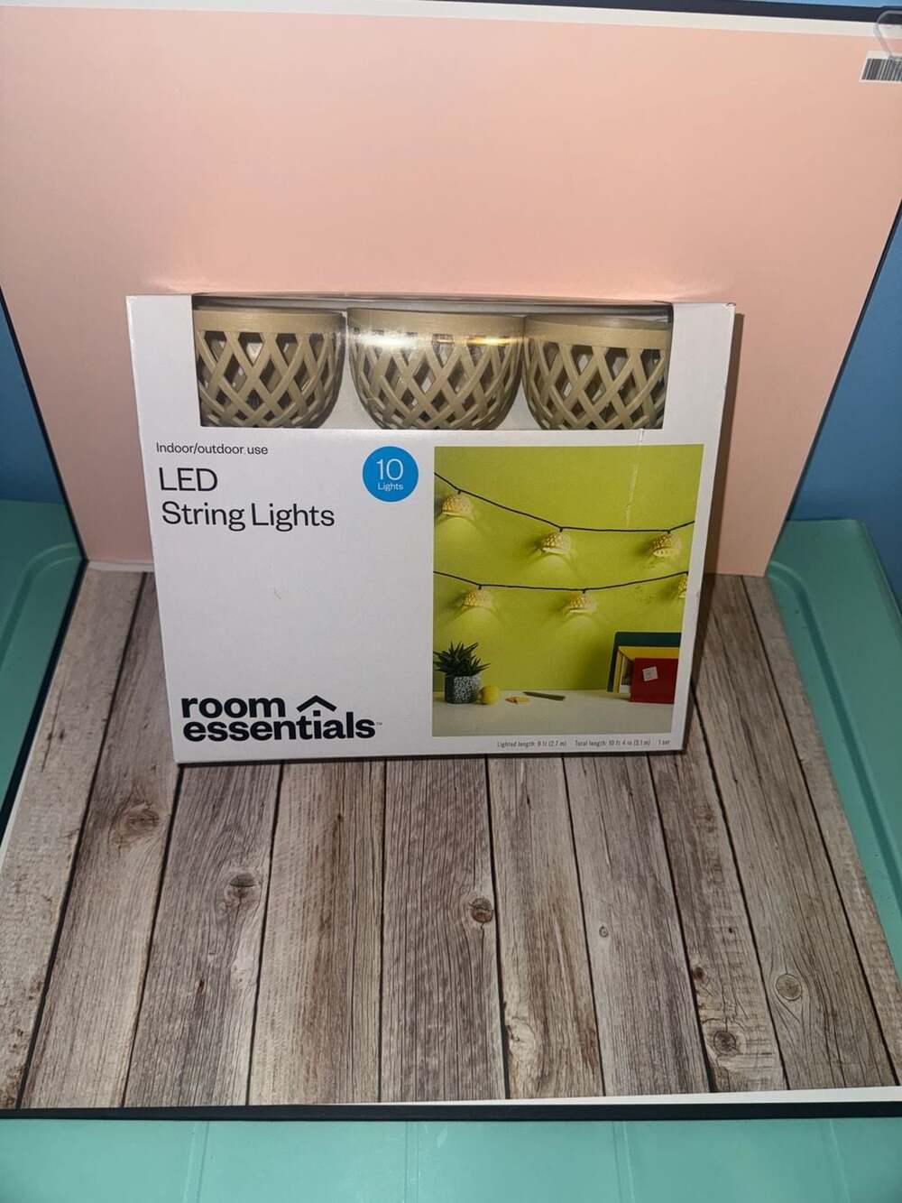 Room Essentials 10ct LED String Lights Woven Lattice Design 9ft Lighted Length